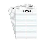 Steno Pads Notebooks, Top Bound Spiral Steno Book - Gregg Ruled, White, 80 Sheets Per Notepad - 6 x 9 Inch - Great for Note-Taking and Making to-do Lists - 6 Pack