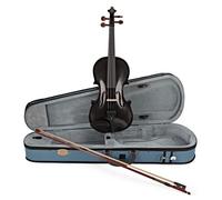 Stentor Violin Outfit Harlequin 1401ABK 4/4 – For Intermediates, P&H Fibreglass Bow, Case – Black
