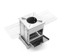 Steowsey 1 Piece New Camping Barbecue Oven, Camp Tent Stove with Grill Racks Silver Portable Wood Burning Stove