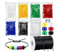 Steowsey 1400Pc Plan Black Red White Yellow Green Blue Clear Beads with 100 Yards Waxed Cotton Thread Cord Christian Teaching Kit