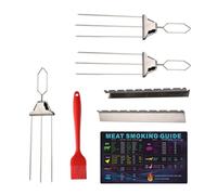 Steowsey 3 Way Grill Skewers Shrimp Skewers Set for Grilling Reusable Semi-Automatic BBQ Fork Kebab Stick Outdoor