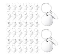Steowsey 36 Pcs Engravable Metal Keychain Blanks Metal Blank Key Ring Metal Stamping Tags KeyRing Tags for DIY