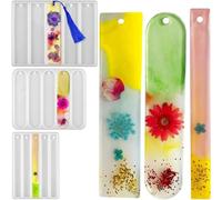 Steowsey 3Pcs Bookmarks Silicone Mold with Tassels 15 Cavities Rectangle Ellipse Shape Bookmark Resin Mold for Art CraftMaking Easy Install Easy to Use