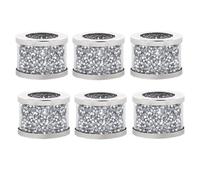 Steowsey 6 Pack Crystal Glass Napkin Holder Silver Diamond Napkin Rings, Crushed Diamond Table Settings Bling Buckles Easy Install