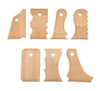Steowsey 7 Piece Pottery Trimming Tools Pottery Clay Foot Shaper Tools Wood Color Wooden Texture Profile Rib Bundle Foot Shaper