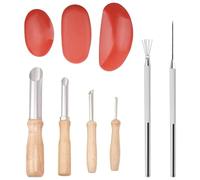 Steowsey 9PCS Clay Sculpting Tools Wooden Handle Pottery Carving Tool Kit Pottery Clay Trimming Tools Easy to Use