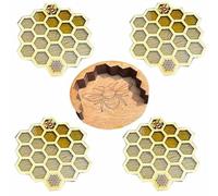 Steowsey Coasters Set for Drinks with Holder, 4Pcs Honeycomb Shaped Drink Coasters, Mug Coaster for Cold/Hot Drinks 9 X 9 X 0.3cm