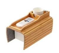 Steowsey Couch Cup Holder, Couch Drink Holder, Natural Bamboo Sofa Cup Holder Armrest Tray, Portable Couch Arm Tray Table Easy Install