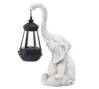 Steowsey Elephant Solar Lamp Decoration Waterproof Solid Resin Craft Elephant Ornament Statue Yard Balcony Garden Figurine Lamp A Easy to Use