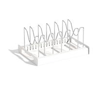 Steowsey Expandable Pans & Pots Lid Organizer Rack Under Cabinet-Rubber-Dipped Pan Organizer Rack for Kitchen Cabinet Organizer A Easy Install Easy to Use