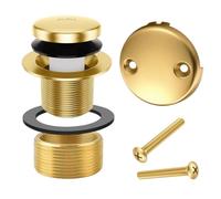 Steowsey Gold Tub Drain Overflow Kit-Universal Bathtub Drain Replacement Parts Accessories with 2Hole Overflow Faceplate Set,Tip-Toe Conversion Kit