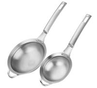 Steowsey Punch Hole Sieve Fine Mesh Stainless Steel Small Colander Strainer with Handle Metal Mini Sifter Set of 2 for Kitchen
