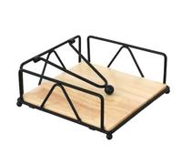 Steowsey Solid Wood Tissue Holder Home Napkin Container Gold Metal Napkin Tissue Case for Hotel Restaurant Decoration,B