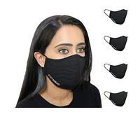 Step Ahead ® | 5 Pack Triple Layer Cotton Black Face Mask (Pack of 5) Unisex Reusable Fashion Washable | Nano Mesh Water Repellent Layer- Protects from Dust, Pollution, Droplets
