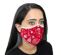 Step Ahead ® | 5 Pack Triple Layer Cotton Christmas Face Mask (Pack of 5) | Unisex Reusable Fashion Washable | Nano Mesh Water Repellent Layer | Protects from Dust, Pollution, Droplets | UK Seller