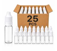 Step Ahead Clear Empty PET Dropper Bottles (10ML - Qty 25) - Leakproof Refillable Plastic Bottles for Essential Oils, Serums, E Liquid, Aromatherapy, Cosmetic Liquids & DIY Refill Storage