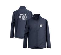Step Ahead Custom Logo & Text Soft Shell Jacket, Personalised Workwear Coat, Waterproof Windproof Lightweight Jacket for Men Women UK (UK, Alpha, S, Regular, Regular, NAVY BLUE)