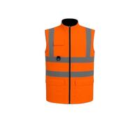 Step Ahead Hi Vis 2-in-1 Reversible Fleece Bodywarmer - High Visibility Safety Vest - Reflective Gilet with Front Pockets - Workwear for Men & Women - EN ISO 20471 Compliant (Orange, XL)