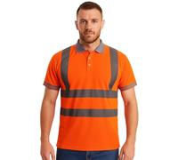 Step Ahead Hi Viz Vis High Visibility Polo Shirt Short Sleeve Reflective Tape Orange (Colorado)