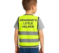 Step Ahead Kids Hi-Vis Safety Infant Vest - High Visibility Reflective Waistcoat for Children Boys & Girls Safety Vest with Back Side Custom Print (GRANDAD'S LITTLE HELPER, YELLOW, 3-4 Year)