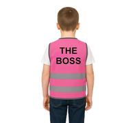 Step Ahead Kids Hi-Vis Safety Infant Vest - High Visibility Reflective Waistcoat for Children Boys & Girls Safety Vest with Back Side Custom Print (THE BOSS, PINK, 1-2 Year)