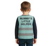Step Ahead Kids Hi-Vis Safety Infant Vest - High Visibility Reflective Waistcoat for Children Boys & Girls Safety Vest with Back Side Custom Print (MUMMY'S LITTLE HELPER, AQUA, 2-3 Year)