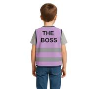 Step Ahead Kids Hi-Vis Safety Infant Vest - High Visibility Reflective Waistcoat for Children Boys & Girls Safety Vest with Back Side Custom Print (THE BOSS, LILAC, 2-3 Year)