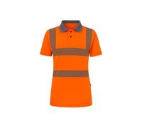 Step Ahead Ladies Hi Viz Vis Visibility Polo Shirt Reflective Tape Safety Security Orange and Yellow (as8, Alpha, one_Size, l, Regular, Regular, Orange)