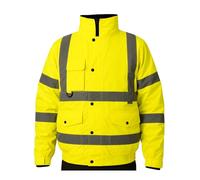 Step Ahead Men’s Hi Vis Waterproof Bomber Jacket - EN20471 & RIS-3279-TOM Railway Standard High Visibility Safety Workwear - Ideal for Construction, Warehouse, Utilities (Yellow, 3XL)