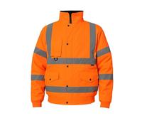 Step Ahead Men’s Hi Vis Waterproof Bomber Jacket - EN20471 & RIS-3279-TOM Railway Standard High Visibility Safety Workwear - Ideal for Construction, Warehouse, Utilities (Orange, XL)