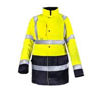 Step Ahead Mens Hi Vis Visibility Waterproof Two Tone Parka Jacket Safety Work Wear Hi Viz Yellow/Navy, Orange/Navy, EN2047, Construction, Warehouse, Utilities