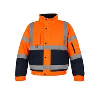 Step Ahead Mens Hi Vis Waterproof Bomber Jacket - EN20471 Certified Safety Workwear - Two Tone Reflective Jacket for Construction, Warehouse & Utility Use