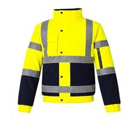 Step Ahead Mens Hi Vis Waterproof Bomber Jacket - EN20471 Certified Safety Workwear - Two Tone Reflective Jacket for Construction, Warehouse & Utility Use