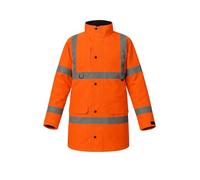 Step Ahead Mens Hi Vis Waterproof Parka Jacket - Safety Workwear High Visibility Coat - EN20471 & RIS-3279-TOM Railway Standard - Ideal for Construction, Warehouse, Utilities (Orange, 2XL)