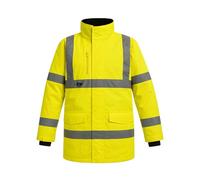 Step Ahead Mens Hi Vis Waterproof Parka Jacket - Safety Workwear High Visibility Coat EN20471 & RIS-3279-TOM Railway Standard - Ideal for Construction, Warehouse, Utilities (Yellow, 4XL)