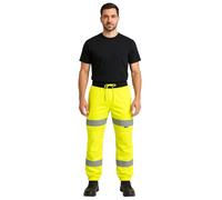 Step Ahead Mens Hi Vis Work Combat Joggers - Safety Visibility Trousers for Construction, Warehouse, Utility Workwear - Reflective Jogging Bottoms EN20471 (Yellow, 3XL)