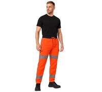 Step Ahead Mens Hi Vis Work Combat Joggers - Safety Visibility Trousers for Construction, Warehouse, Utility Workwear - Reflective Jogging Bottoms EN20471 (Orange, S)
