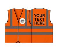 Step Ahead Personalised Hi Vis Vest Custom Print High Visibility Safety Waistcoat for Adults with Reflective Vinyl Banding - Add Text on Front & Back - Men & Women Hi-Vis Vest (ORANGE, 3XL)