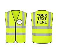 Step Ahead Personalised Hi Vis Vest Custom Print High Visibility Safety Waistcoat with Reflective Vinyl Banding, Zipper Front, Add Text on Front & Back, Men & Women Hi-Vis Vest (M)
