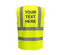 Step Ahead Personalised Hi Vis Vest with Pockets Custom Print High Visibility Safety Waistcoat Add Text on Back Men & Women Hi-Vis Vest (YELLOW, M)