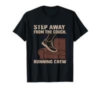 Step Away from Couch Running Crew Stencil Graphic T-Shirt