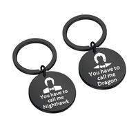 Step Brothe Inspired Gift Best Friends Keychain You Have to Call me Nighthawk/Dragon (Call-Me-Night-D Black)