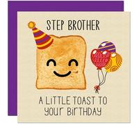 Step Brother Birthday Card - A Little Birthday Toast - Funny Birthday Cards for Step Brother