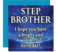 Step Brother Birthday Card - Magical Night Sky - Happy Birthday Card for Step Brother from Sister Sibling, 145mm Bright and Wonderful Sentiment Bday Greeting Cards