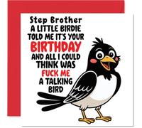 Step Brother Birthday Card - Talking Bird - Happy Birthday Card for Step Brother from Sister Sibling, 145mm Talking Bird Bday Greeting Cards