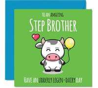 Step Brother Birthday Card, Udderly Legen-Dairy