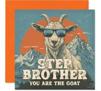 Step Brother Birthday Card - You Are The Goat - Happy Birthday Card for Step Brother from Sister Sibling, 145mm Funny Animal Bday Greeting Cards