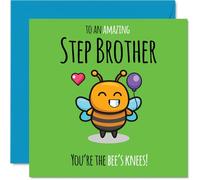 Step Brother Birthday Card - Youre The Bees Knees! - Happy Birthday Card for Step Brother from Sister Sibling, 145mm cute bee Bday Greeting Cards