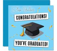 Step Brother Graduation Card - Congratulations Graduated - Happy Graduation Card for Step Brother from Sister Sibling, 145mm Congratulations Graduated Bday Greeting Cards