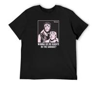 Step Brothers Movie Wanna Go Do Karate in The Garage ? Will Farrell Men's Funny T-Shirt 100% Cotton Tee Size XXL Black